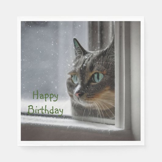 Happy Birthday Kitty Cat Serviette (Vorderseite)