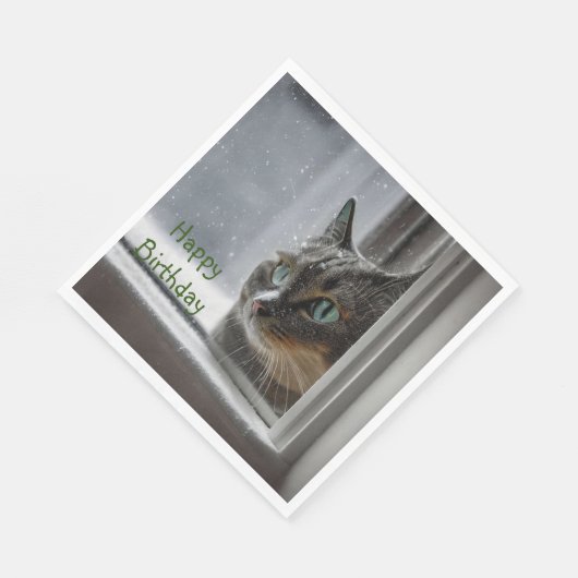 Happy Birthday Kitty Cat Serviette (Ecke)