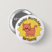 Happy Birthday Kitty Personalisiert Button (Vorne & Hinten)