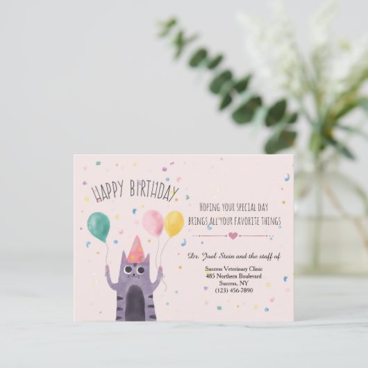 Happy Birthday Kitty Postcard Postkarte (Stehend Vorderseite)