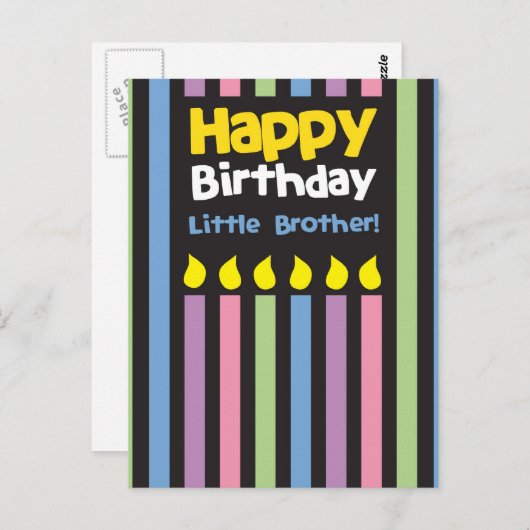 Happy Birthday kleine Brother Stripey Postkarte (Vorne/Hinten)