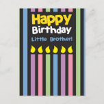 Happy Birthday kleine Brother Stripey Postkarte<br><div class="desc">Happy Birthday kleine Brother Stripey</div>