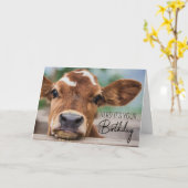 Happy Birthday | Kleiner Kuhkalb Karte (Gelbe Blume)