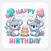 Happy Birthday Koala Bears Sticker (Vorderseite)