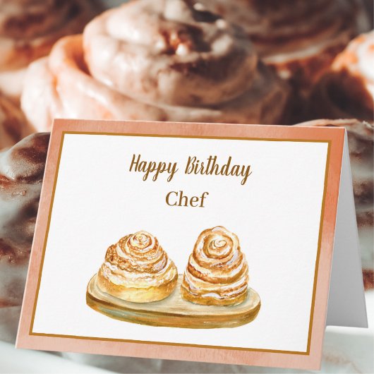 Happy Birthday Koch Watercolor Cinnamon Buns Karte