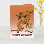 Happy Birthday Kokopelli Musician Notes Custom Karte (Gelbe Blume)