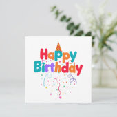 Happy Birthday Konfetti Einladung (Stehend Vorderseite)