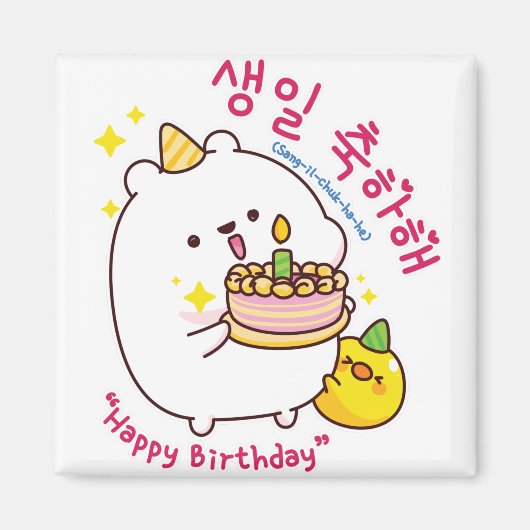 Happy Birthday Korean Hangul Magnet (Vorne)