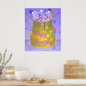 "Happy Birthday"-Kuchen (Englisch) Poster (Küche)
