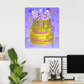 "Happy Birthday"-Kuchen (Portugiesisch) Poster (Heimbüro)