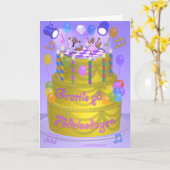 "Happy Birthday"-Kuchen (schwedisch) Karte (Gelbe Blume)