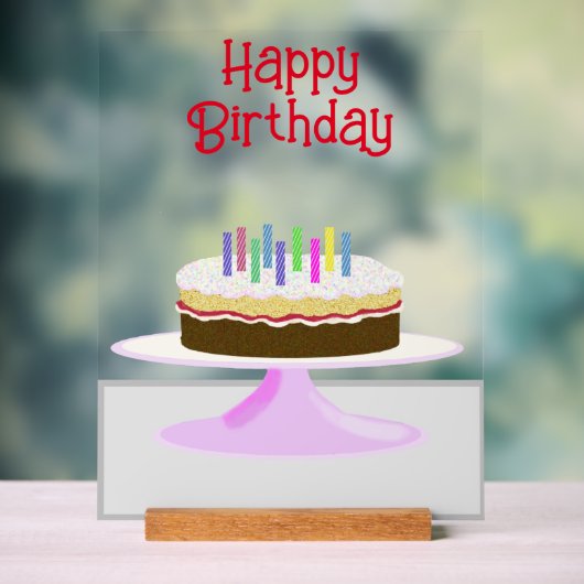 Happy Birthday Kuchen und Kerzen Acrylzeichen Acrylschild (Neutral)