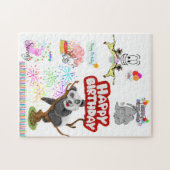 Happy Birthday Kuh Cupcake Panda Bären Siegel Puzzle (Horizontal)