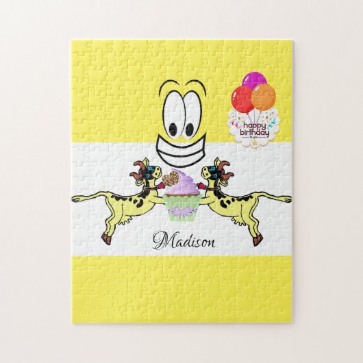 Happy Birthday Kuh Cupcake Puzzle (Vertikal)