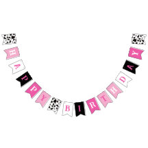 Happy Birthday Kuh drucken rosa Schwarz und Weiß
