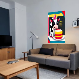 Happy Birthday, Kuh, Kuchen| AI Art Poster