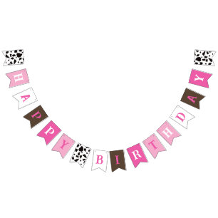 Happy Birthday Kuh Print Wimpelkette