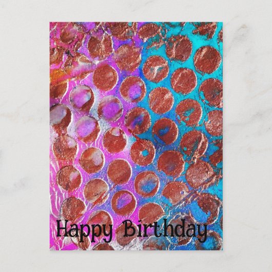 Happy Birthday Kupfer Abstrakt Polka Dots Postkarte (Vorderseite)