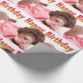 Happy Birthday Labradoodle Dog Wrapping Paper Geschenkpapier (Ecke)