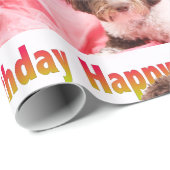 Happy Birthday Labradoodle Dog Wrapping Paper Geschenkpapier (Rolleneckpunkt)