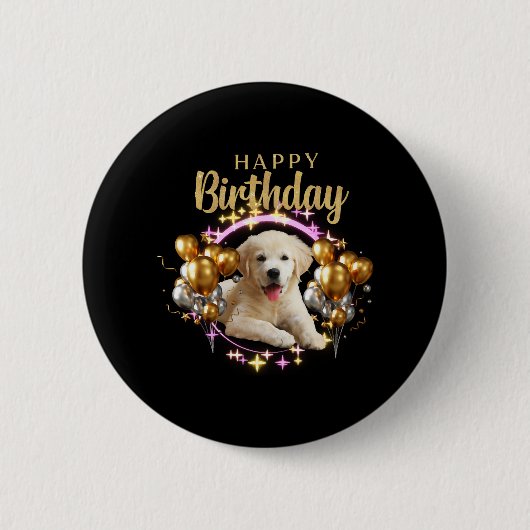 Happy Birthday Labrador Retriever Button (Vorderseite)