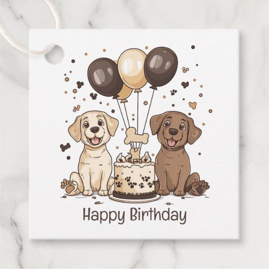 Happy Birthday Labrador Retriever Hunde Geschenkanhänger (Vorderseite)