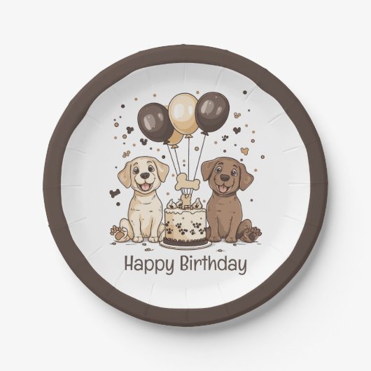 Happy Birthday Labrador Retriever Hunde Pappteller (Vorderseite)
