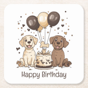 Happy Birthday Labrador Retriever Hunde Rechteckiger Pappuntersetzer