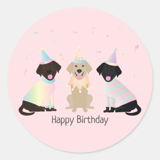 Happy Birthday Labrador Retriever Hunde Runder Aufkleber (Vorderseite)