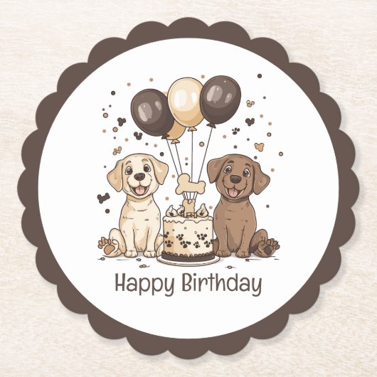 Happy Birthday Labrador Retriever Hunde Untersetzer (Vorderseite)