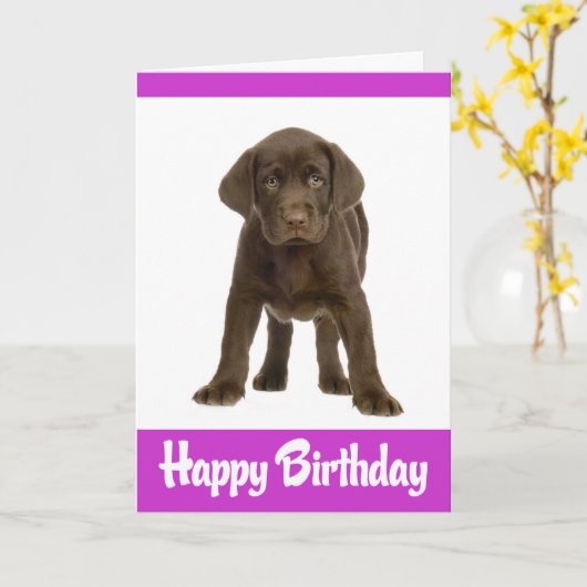Happy Birthday Labrador Retriever Puppy Dodge Card Karte (Gelbe Blume)
