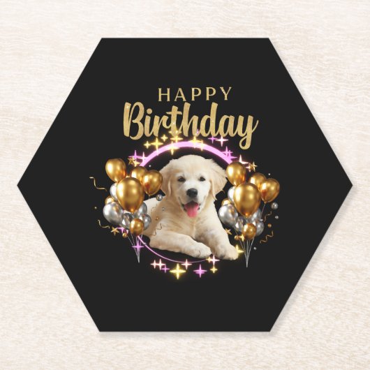 Happy Birthday Labrador Retriever Untersetzer (Vorderseite)