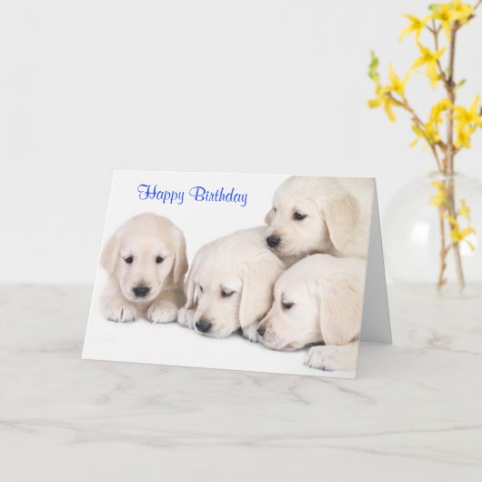 Happy Birthday Labrador Retriever Welpen Card Karte (Gelbe Blume)