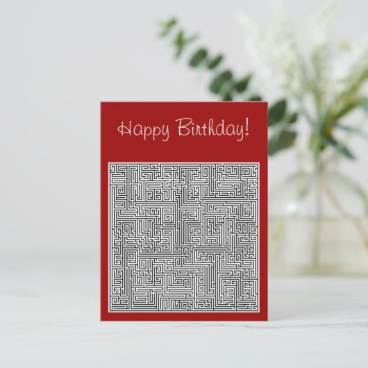 Happy Birthday Labyrinth Postkarte (Stehend Vorderseite)