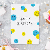 Happy Birthday Lächeln Faces Blau gelb Karte