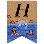 Happy Birthday Lady Cat Schwimmen im Ocean Beach Wimpelkette (Erste Fahne)