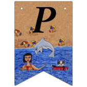 Happy Birthday Lady Cat Schwimmen im Ocean Beach Wimpelkette (Dritte Fahne)