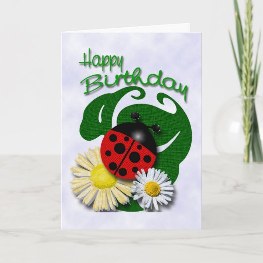 Happy Birthday Ladybug Karte (Vorderseite)