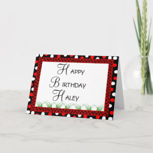 Happy Birthday Ladybug Red and White Polka Dots Karte