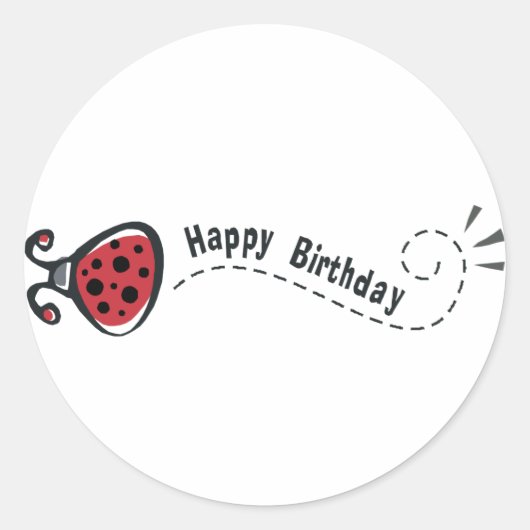 Happy Birthday Ladybug Runder Aufkleber (Vorderseite)