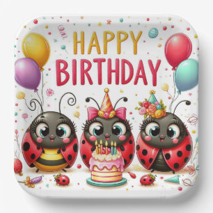 Happy Birthday Ladybugs Pappteller