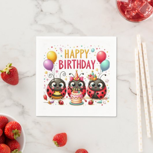 Happy Birthday Ladybugs Serviette (Beispiel)