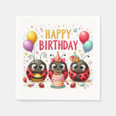 Happy Birthday Ladybugs Serviette (Vorderseite)