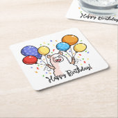 Happy Birthday Lama Rechteckiger Pappuntersetzer (angewinkelt)