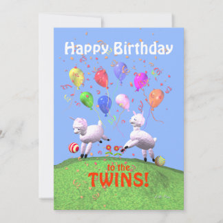 Happy Birthday Lambs für Twins Flat Karte