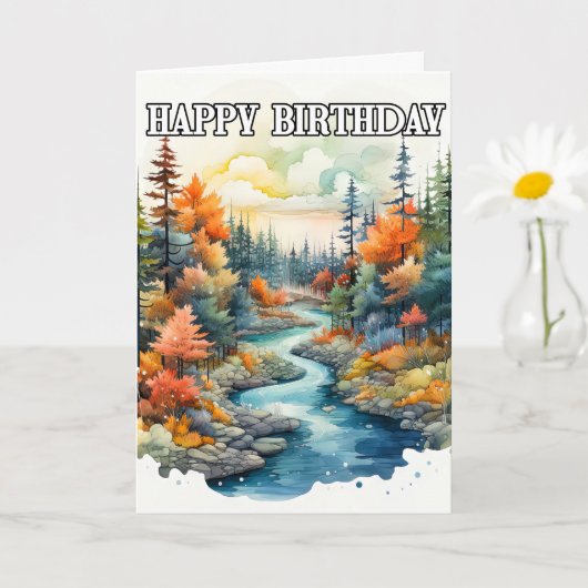 Happy Birthday Landschaft Außenbereich Karte (Kleine Pflanze)