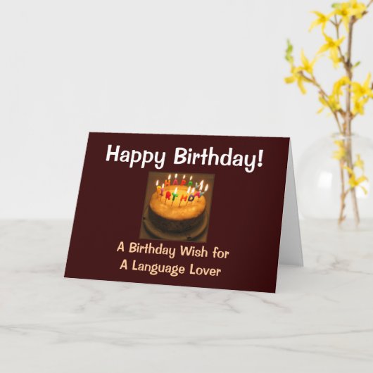 Happy Birthday Language Lover Karte (Gelbe Blume)
