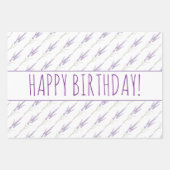 Happy Birthday Lavender Blume Geschenkpapier Set (Vorderseite 3)