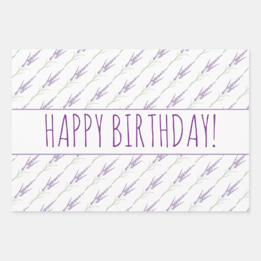 Happy Birthday Lavender Blume Geschenkpapier Set (Vorderseite 3)