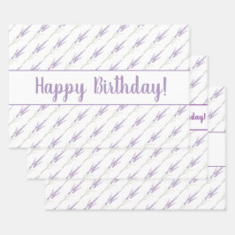 Happy Birthday Lavender Blume Geschenkpapier Set